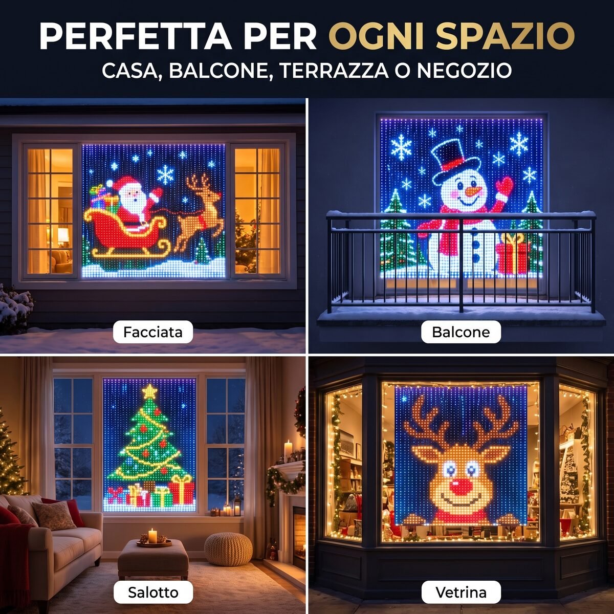 Tenda LED in diversi spazi